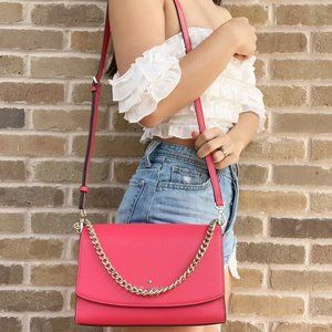 Kate Spade Carson Convertible Crossbody Dark Water Pink Saffiano